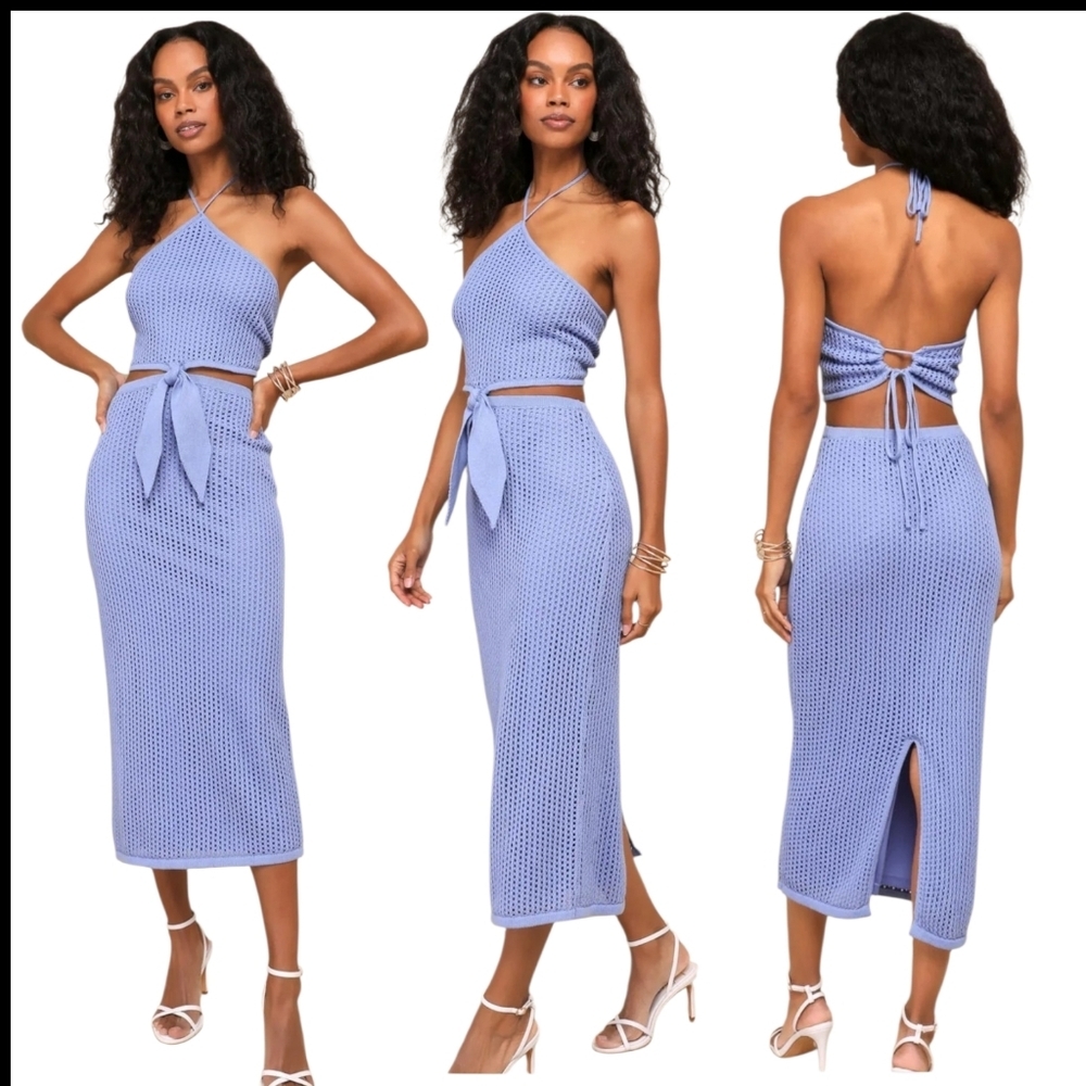 SUNNY SERENITY, LAVENDER CROCHET,  MIDI  DRESS NWT SIZE LARGE